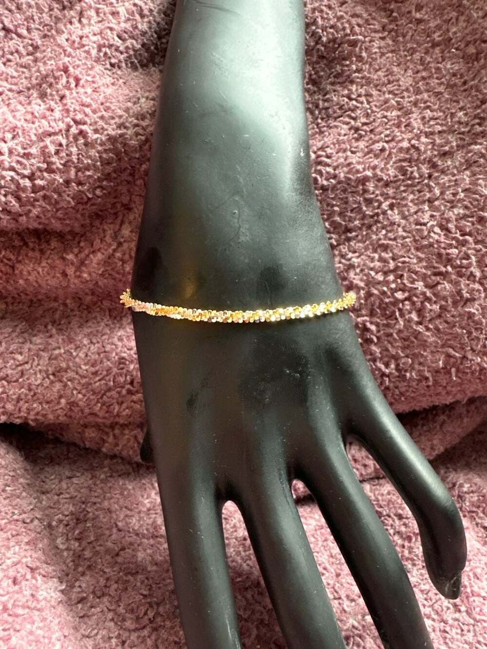 925 Sterling Silver Gold Plated Popcorn Tennis Bracelet Made in Italy